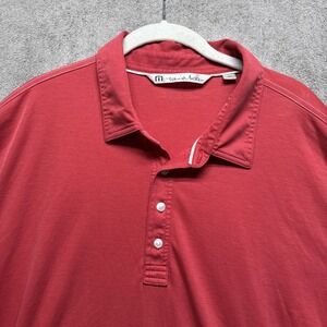 Travis Mathew Shirt Men's XXL Red Polo Performance Golf‎ Stretch Quick Dry